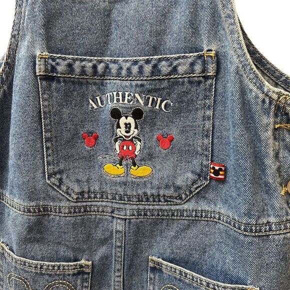Vintage 90s Disney Mickey Mouse Denim Overall Jumper Dress Blue Size L 14/16 - Picture 2 of 13